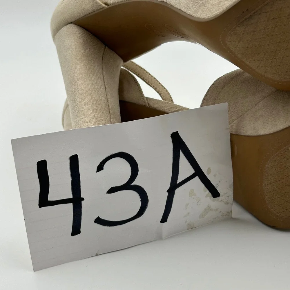 Jessica Simpson Irbella Sandals Womens 8.5 Beige Platform Block Heel‎ Glam
